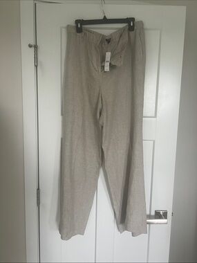 J. Crew Wide-Leg Linen-Blend Pants in Light Beige